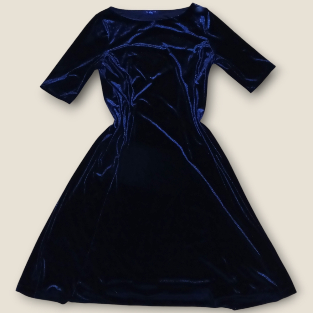 🌷 3 for $20 🌷 Vintage 90s black velvet midi dress - Picture 2 of 7